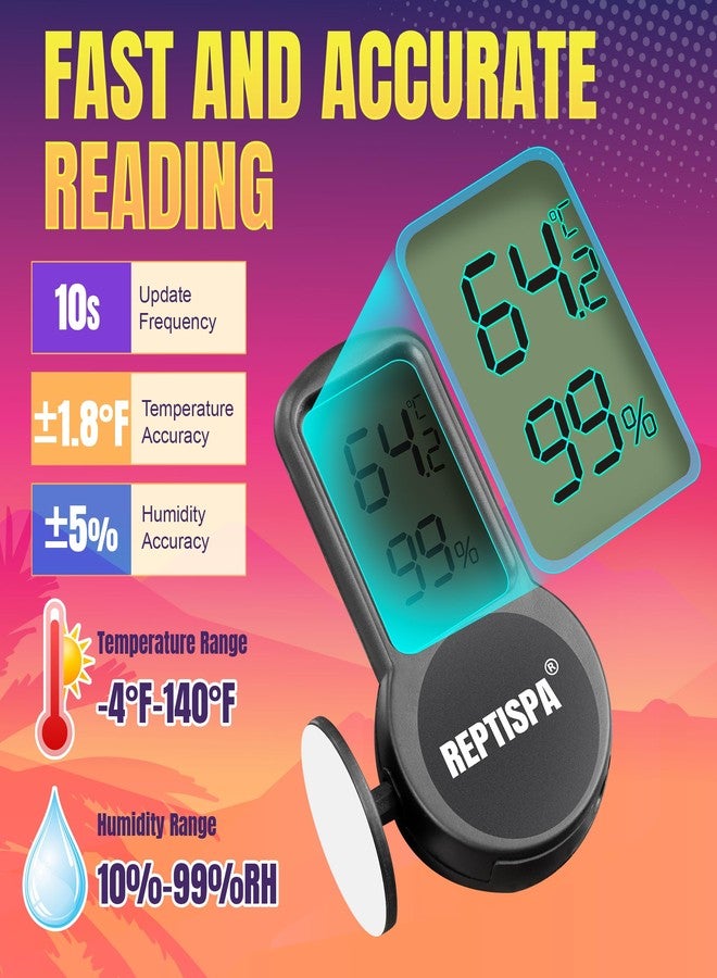REPTISPA Reptile Thermometer Hygrometer, Pack of 2 Digital Thermometer Humidity Meter for Reptile Terrarium, Temperature Gauge Humidity Gauge with Digital LCD Display for Bearded Dragon Tank - Image 3